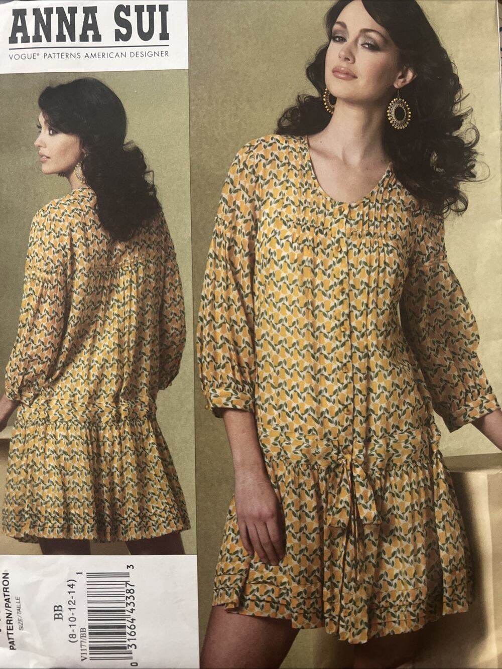 Vogue 1177 Miss Petite Dress Slip pleats tucks Anna Sui size BB 8 10 12 14 Uncut
